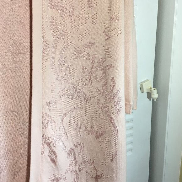 CHICO'S jacquard sz 3 xl open front long knit cardigan pink 18" back shoulder - Picture 6 of 6